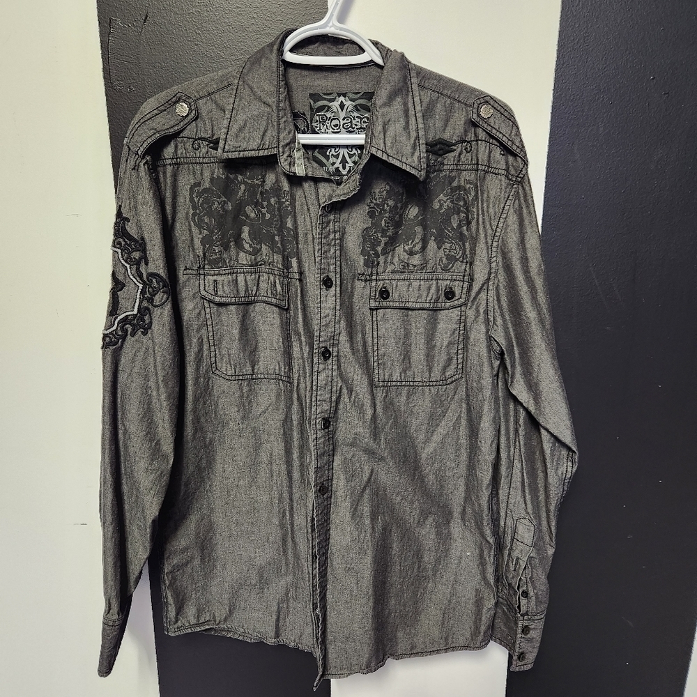 -SOLD- Patch and stitch gothic button shirt - Picture 2 of 5